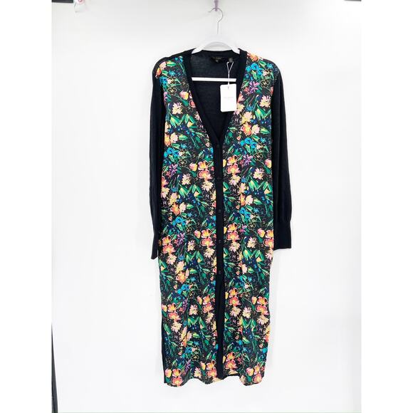 Ted Baker London Tilja Black Botanical Floral Longline Cardigan Sweater NWT - Picture 3 of 6